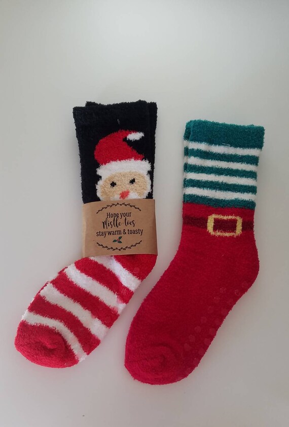 Personalized KIDS gripper sock gifts wrap labels gift santa elf stocking stuffers neighbor family affordable holiday Christmas comfy socks Il_570xn