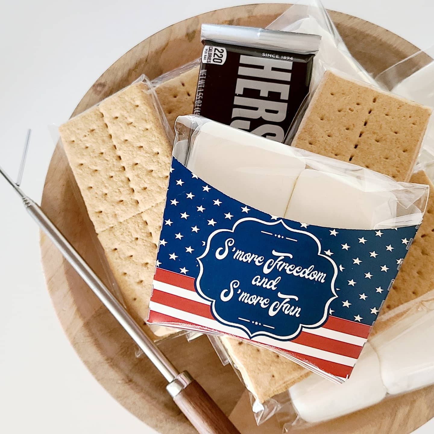 Personalized 4th of july independence day smores treats summer wedding favors american flag decor party decorations Americana table