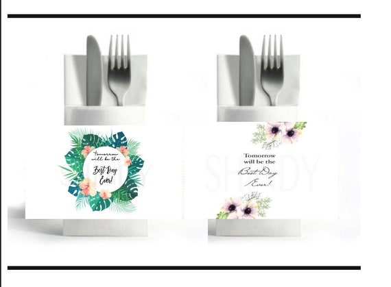 wedding rehearsal dinner bridal shower brunch | napkin ring | silverware utensil holders wraps best day ever tropical destination wedding Il_570xn