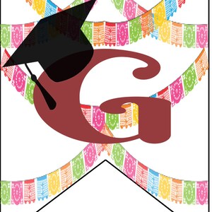 Graduation 2021 party banner Grad party decorations black and white gold stripes cap Mexican fiesta college high school glitter gold image 5