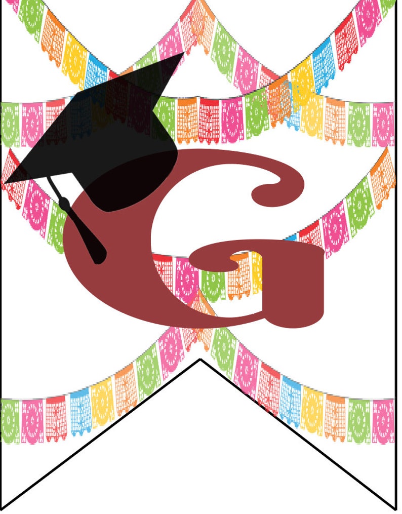 Graduation 2021 party banner Grad party decorations black and white gold stripes cap Mexican fiesta college high school glitter gold image 5