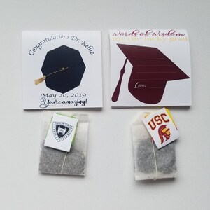 Bolsas de té para recuerdo de graduación ⎜ bolsitas de té personalizadas ⎜ envoltorios personalizados ⎜ sobres de graduación ⎜ deseos de diploma de doctorado / JUEGO DE 10