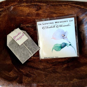 Sympathy funeral tea bags favors ⎜ memorial service gifts celebration of life wrappers in loving memory friendship soul party | SET OF 10