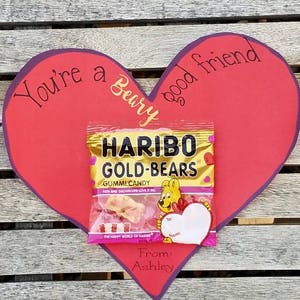 Valentine's day heart gummy bear candy classroom treats friend gift sets class treats gifts cheap affordable beary special SET OF 10 image 2