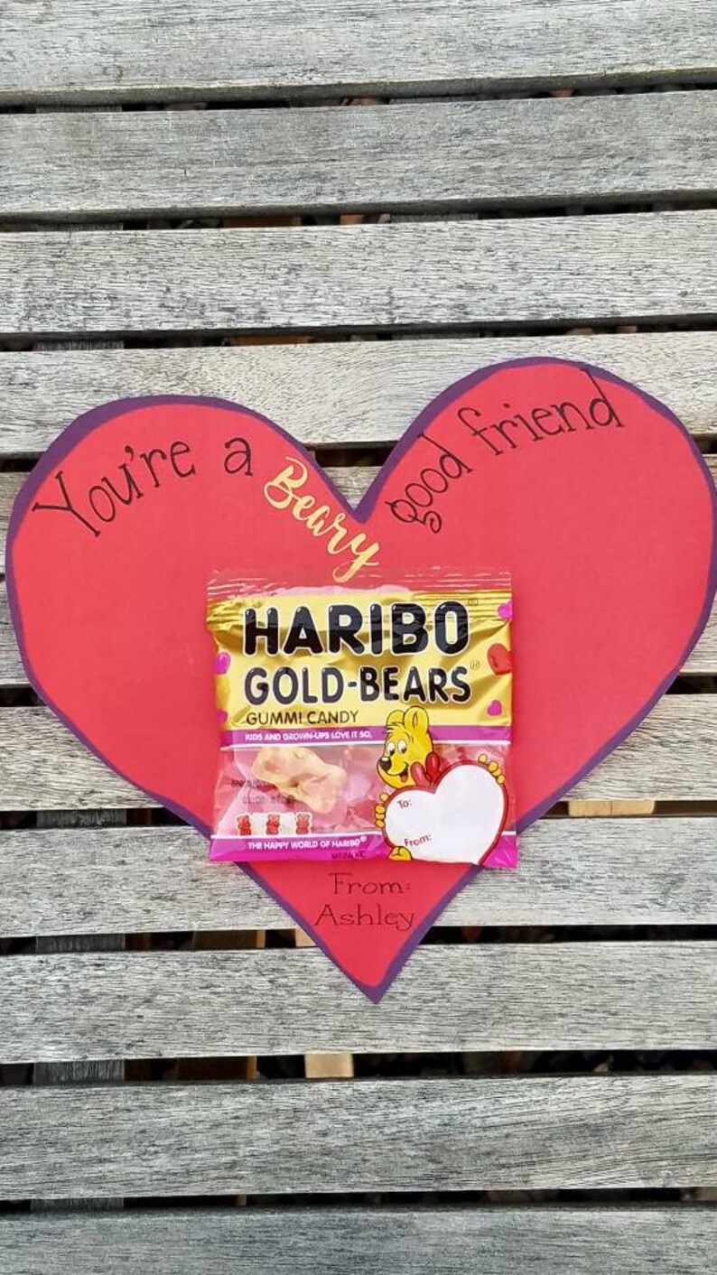 Valentine's day heart gummy bear candy classroom treats friend gift sets class treats gifts cheap affordable beary special SET OF 10 image 2