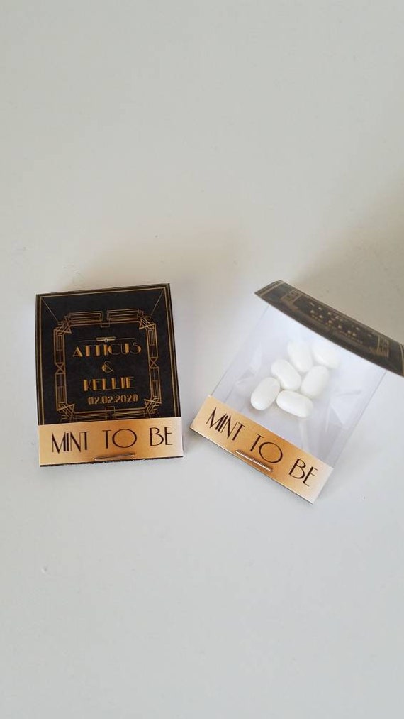Wedding bridal shower or bachelor/bachelorette mints matchbook | Gatsby party favors | bride tribe groomsman gifts | monograms | SET OF 10 Il_570xn