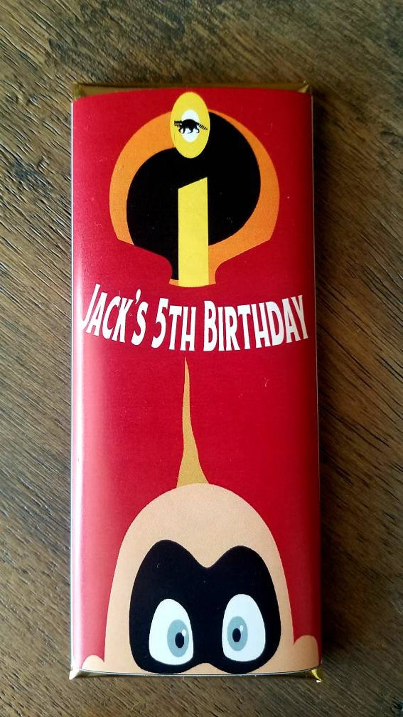 Incredibles Jack Jack birthday party favors chocolate bars Etsy