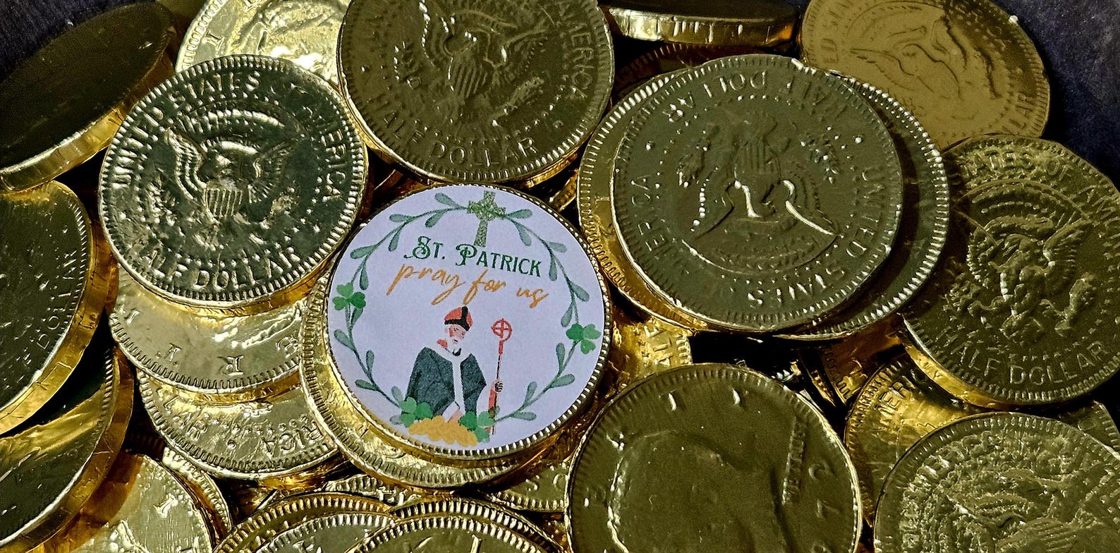 Bulk St Patrick Day Chocolate Coins or Stickers Saint Patty Party Favors