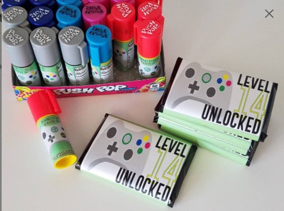 Glow party arcade bowling chocolates ⎜ laser tag video game truck party ⎜ teenager kit Kat push pops ⎜ tween 13 ⎜neon 80s theme⎜ SET OF 10 Il_570xn