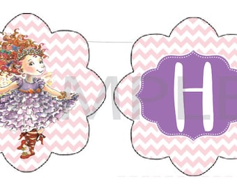 scalloped flower shaped fancy Nancy birthday party banner | bunting flag decorations | children book party decor favors signs | banners