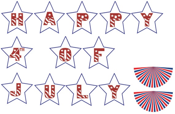 4th Of July Party Banner Independence Day Fourth Bunting Flag