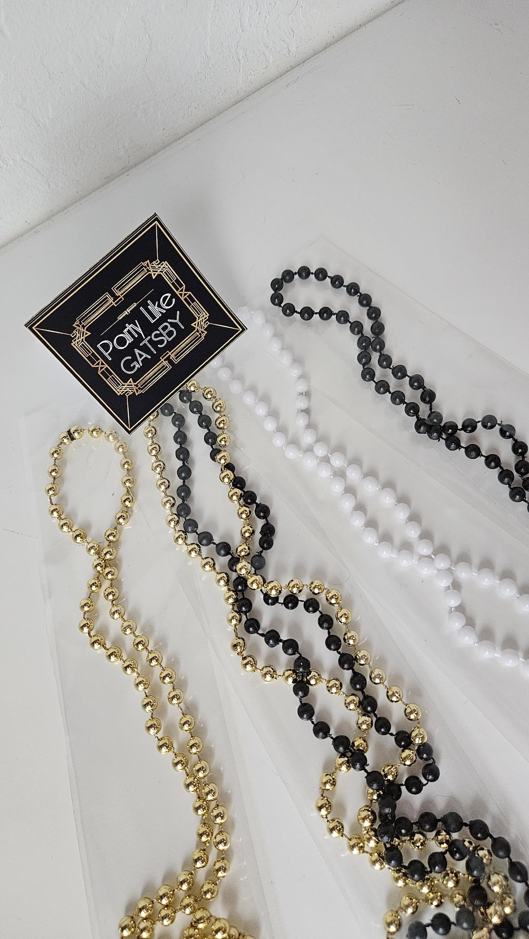 Gatsby Party Pearl Necklace Favors: Roaring 20s Art Deco Theme Set of 10 
