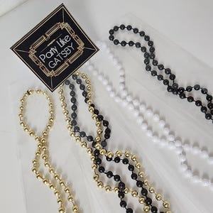 Gatsby Party Pearl Necklace Favors: Roaring 20s Art Deco Theme - Set of 10