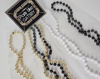 Great Gatsby party pearl necklace gifts ⎜ jewelry roaring 20s favors ⎜ Art Deco pearls party theme ⎜ vintage wedding prohibition SET OF 10
