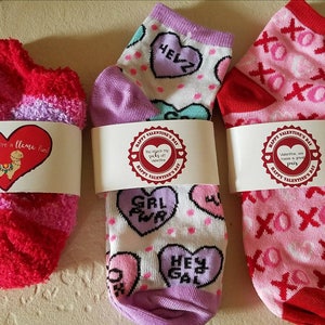 Personalized sock gifts custom sock wrap gift unique Valentine's Day mature classroom treats favors socks gifts cheap affordable gift image 1