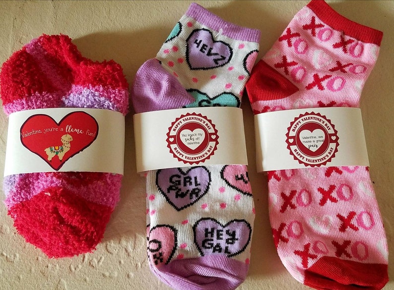 Personalized sock gifts custom sock wrap gift unique Valentine's Day mature classroom treats favors socks gifts cheap affordable gift image 1