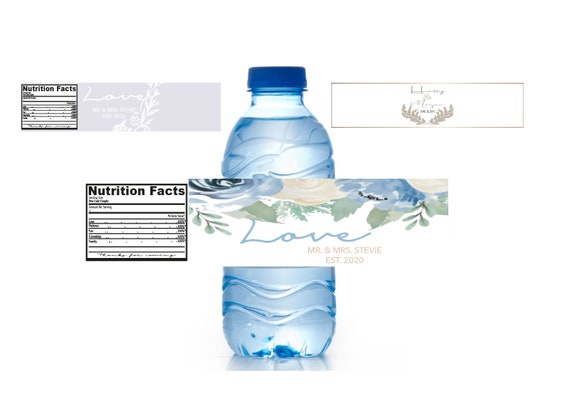 SET OF 10 wedding trends water bottle labels | bridal shower bachelorette party favors | floral wreath patterns | fancy engagement party set Il_570xn