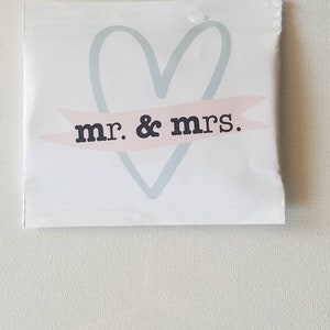 Custom M&Ms wedding candy favors bridal shower gifts mini mms packet bride and groom chocolates affordable favors watercolor SET OF 25 White heart banner