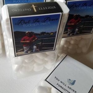 Funeral reception bereavement tic tacs photo mint labels favors sympathy gifts In loving memory tictacs memorial service celebration of life image 5