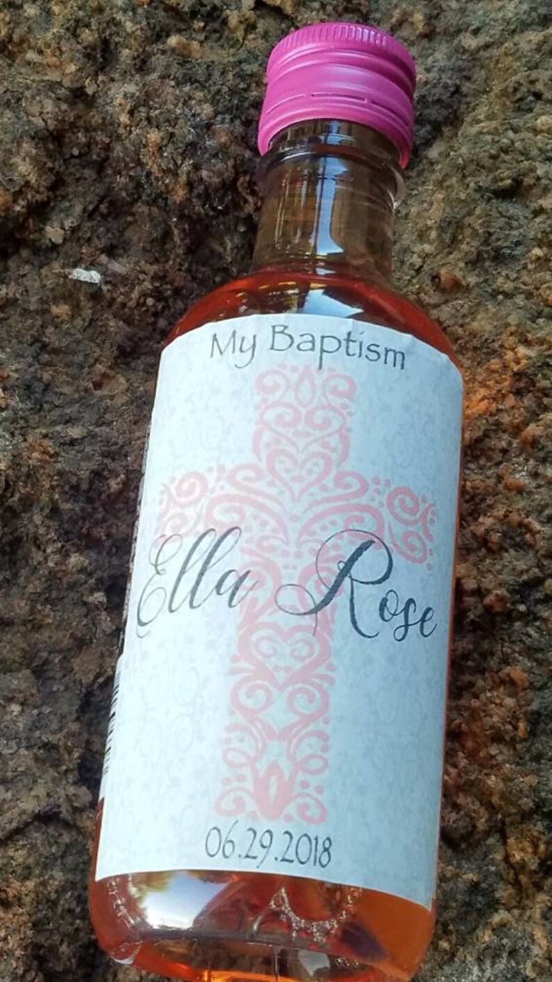 Baptism Party Mini Wine Bottle Labels Personalized Wine Etsy