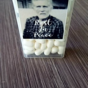 Funeral reception bereavement tic tacs photo mint labels favors sympathy gifts In loving memory tictacs memorial service celebration of life image 2