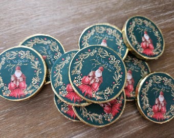 Saint Nicholas Day St Nick Christmas chocolate candy coins or stickers party favors | Catholic holiday custom gifts | stocking stuffers