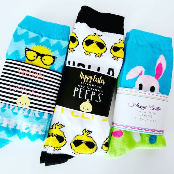 Personalized bunny rabbits sock gifts ⎜ custom sock label wrap gift unique  easter spring gift favors ⎜ socks gifts | cheap affordable gift