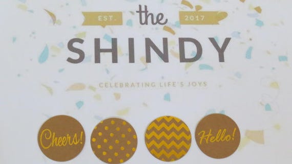 Cheers drink coasters⎜Hello polka dot or chevron print gold foil party drinks⎜Kraft and metallic gold foil rounds⎜wedding reception⎜SET OF 4 Il_570xn