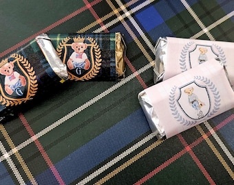 Ralph lauren inspiré polo ours baby shower plaid Hershey Miniatures Party Favors - ensembles assemblés