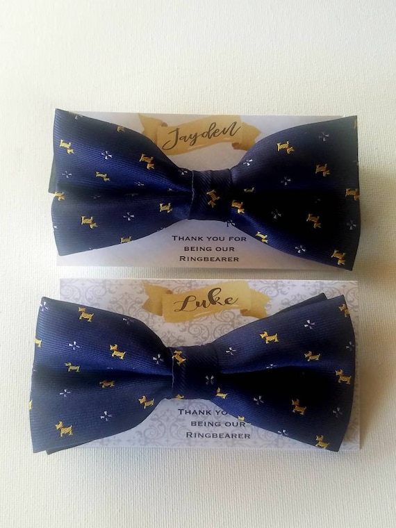 Personalized ringbearer gift ⎜ custom bowtie gift ⎜ doggie embroidered ties⎜ ring bearer 2021 wedding favors ⎜ BOWTIE included ring security Il_570xn