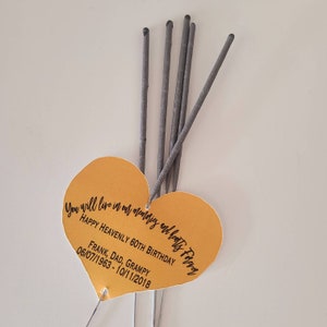 Funeral farewell sparklers heart holders | goodbye celebration of life favors | bereavement memorial service TAGS only | SET OF 10