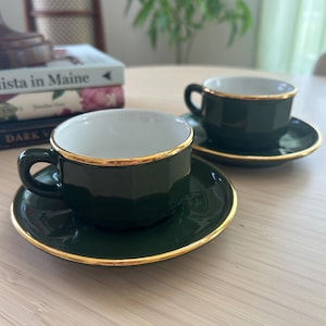 French Apilco coffee cups, set of two - 1980s bistro ware