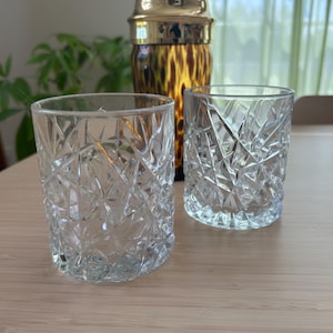vintage Mcm lowball rocks glasses, lowball cocktail glasses, Mcm barware, set of 2