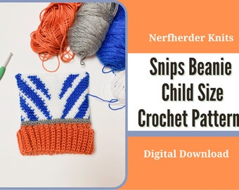 Snips Beanie Crochet Pattern - CHILD - Digital Pattern