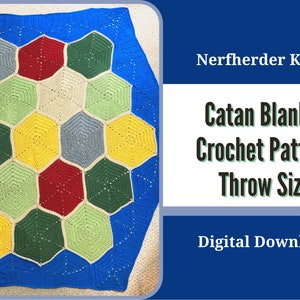 Catan Hexagon Blanket - THROW SIZE - Digital Pattern - Settlers of Catan, Board Game, Gaming, Crochet Blanket