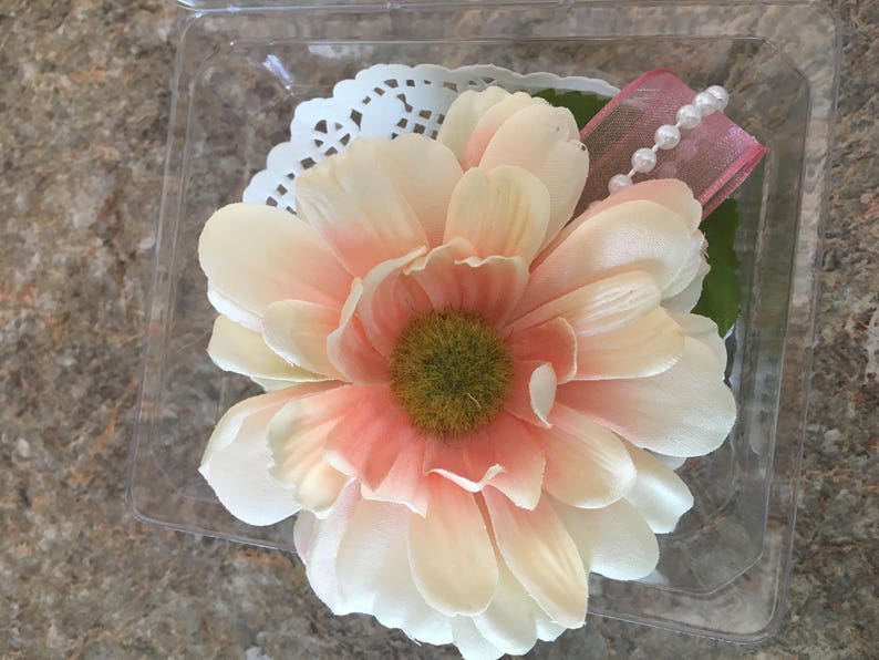 Pink and Pearl corsage and boutonni\u00e8re set