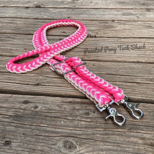 Rose Ombré Braided Reins, Custom Reins, Knotted Barrel Reins, Paracord Reins, Barrel Reins, Braided Reins, Reins, Horse Tack