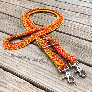 Yellow Fireball Original Style Braided Paracord Barrel Reins, Custom, Barrel Racing, Knotted, Horse Tack, Loop, Western, Equine, Trail
