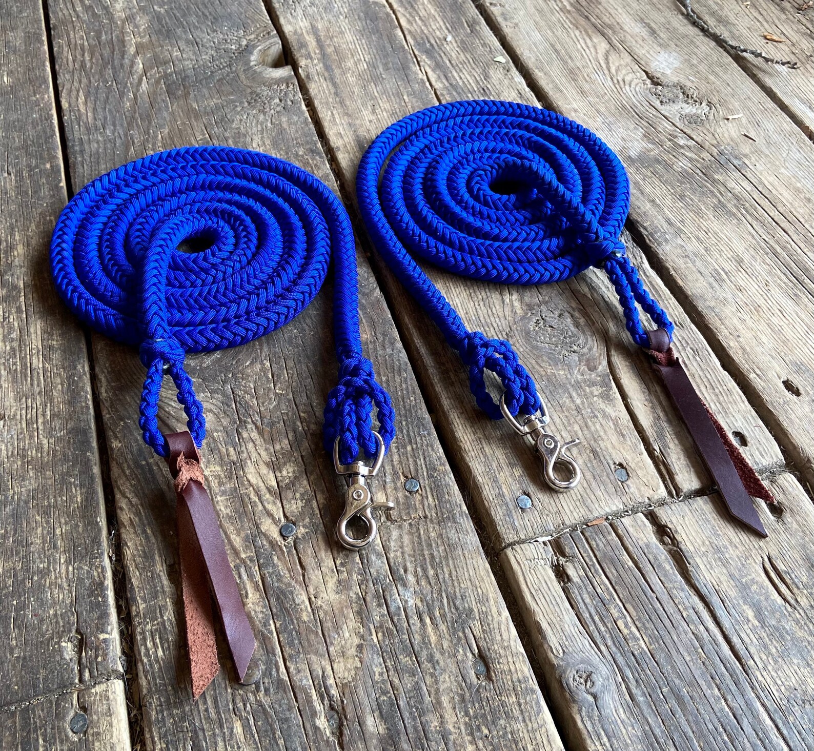 Royal Blue Braided Split Reins Custom Reins Knotted Split Etsy