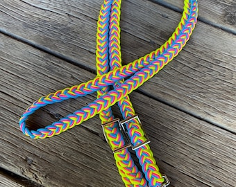 Tropical Braided Reins, Custom Reins, Knotted Barrel Reins, Paracord Reins, Barrel Reins, Braided Reins, Reins, Horse Tack