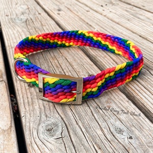 Rainbow Dog Collar, Training Collar, Custom Dog Collar, Personalized, Paracord, Puppy Collar, Adjustable Collar
