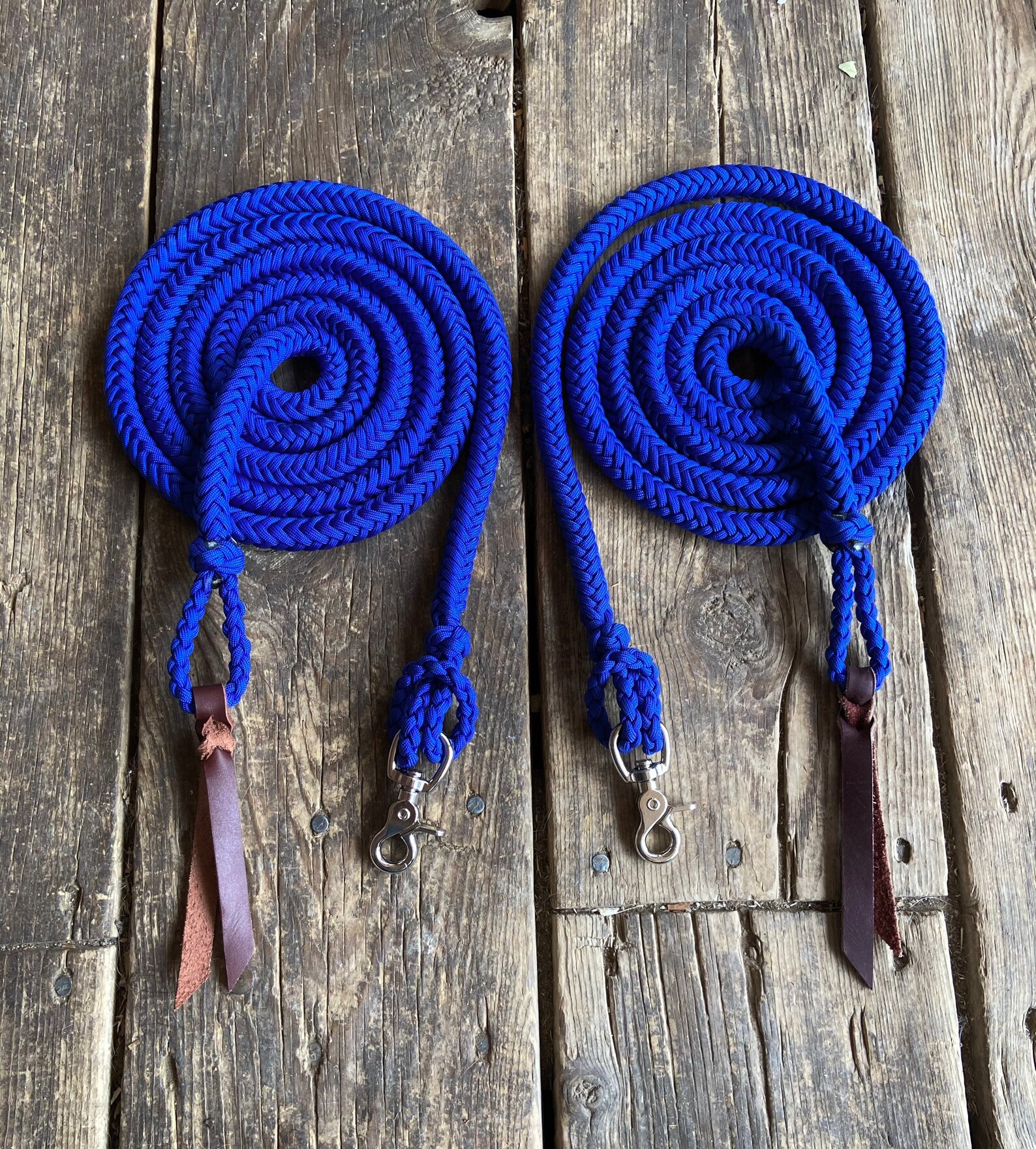 Royal Blue Braided Split Reins Custom Reins Knotted Split Etsy