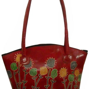 Ethnische Rot Farbige Echtes Design Hand Geprägte 100% Reines Leder Shantiniketan Tasche