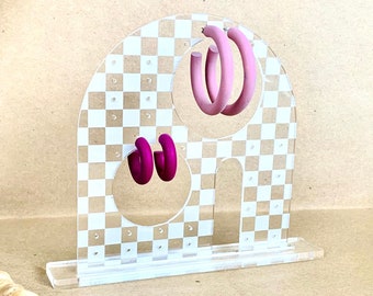 Checkerboard Earring Stand I Acrylic Earring stand I Earring Display I Acrylic Earring Display I Jewelry Display I Jewelry Organizer