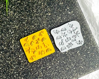 Rainbows & Bugs Polymer Clay Stamp I Art Stamp I Clay Emboss I 3D Printed Stamp I Polymer Clay Tool I Clay Tools I Jewellery Making