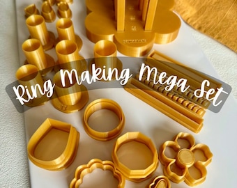 Ring Making Mega Set (Set Includes 54 Ring Making Tools)I CuttersI Ring I 3D Printed Cutter I Polymer Clay Tool I Clay Shapes