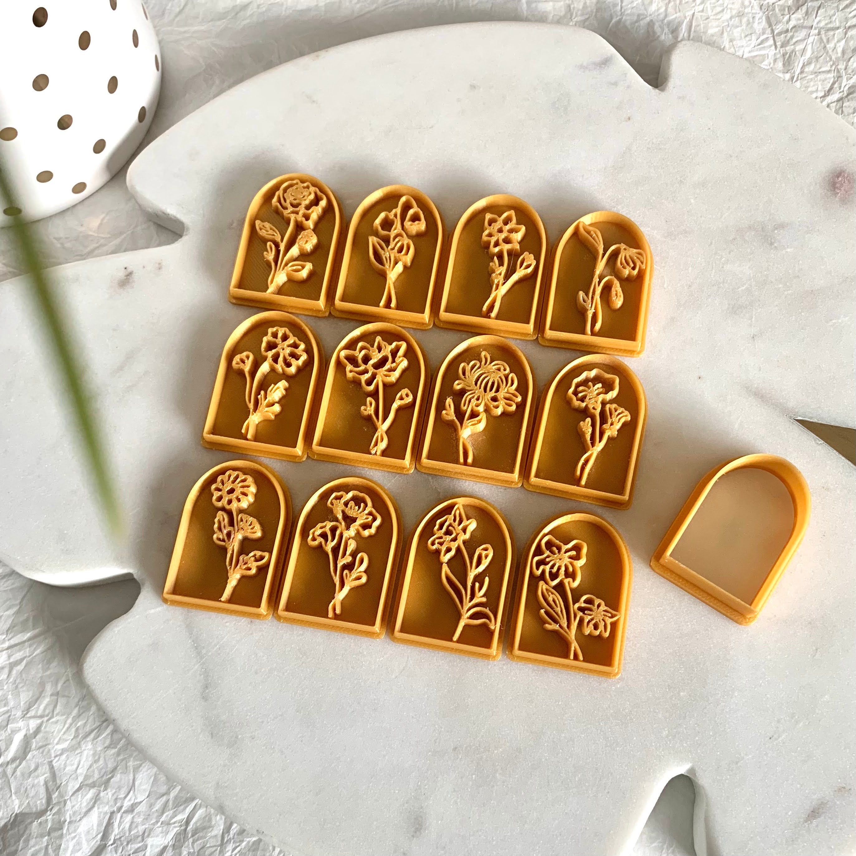 Birth Flower Polymer Clay Embossing Stamp I Art Stamp I Etsy