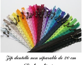 Zip// Fermeture éclair dentelle non séparable de 20 cm Couleur Jaune
