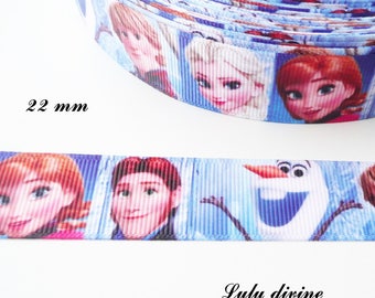 Ruban gros grain fond désert Motif enfantin Aladin Jasmine de 25 mm vendu au m