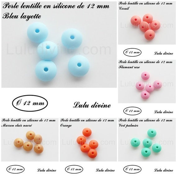 Orange lot de 10 perles Perle lentille en silicone de 12 mm Orange lot de 10 perles Perle lentille en silicone de 12 mm